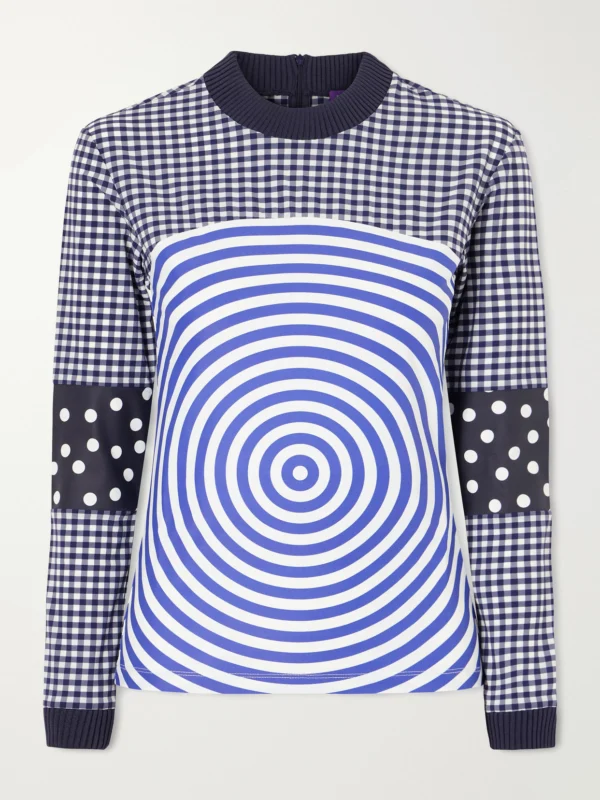 Jean Paul Gaultier Ribbed-knit Trimmed Printed Poplin Jersey
