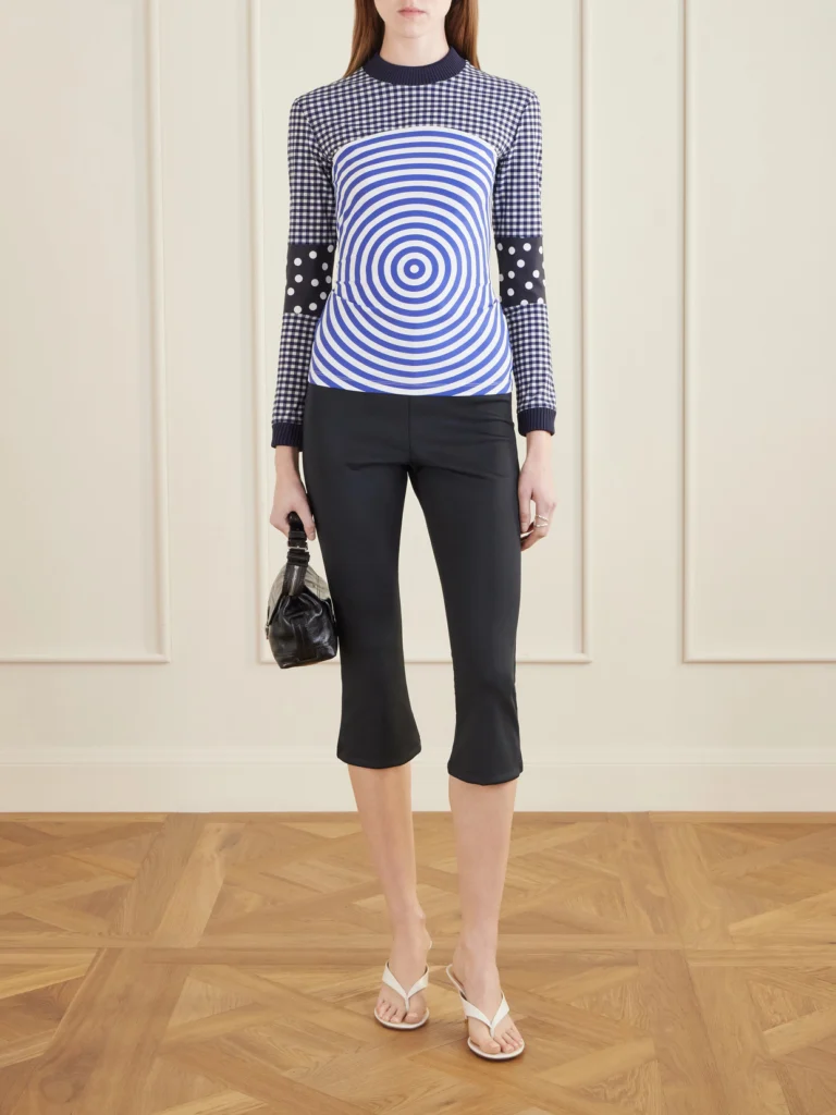 Jean Paul Gaultier Ribbed-knit Trimmed Printed Poplin Jersey