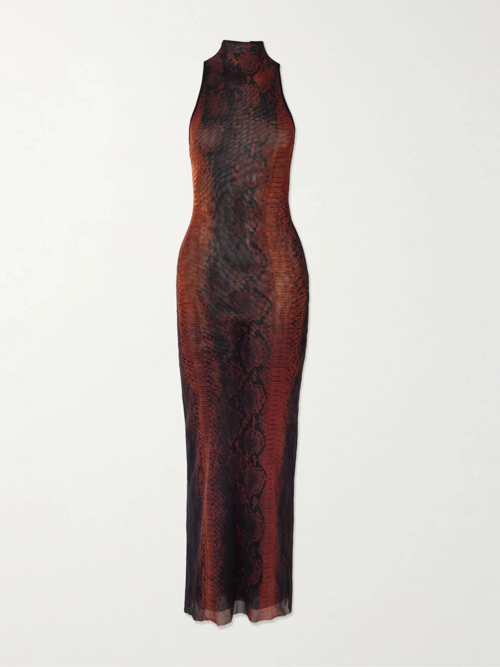 Jean Paul Gaultier Snake-print Mesh Midi Dress in brown