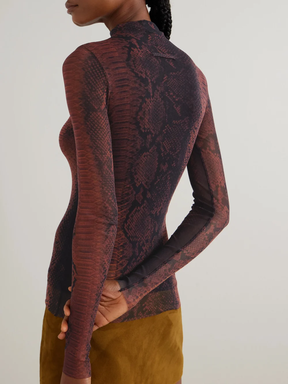 Back view of the Jean Paul Gaultier Snake-print Mesh Top