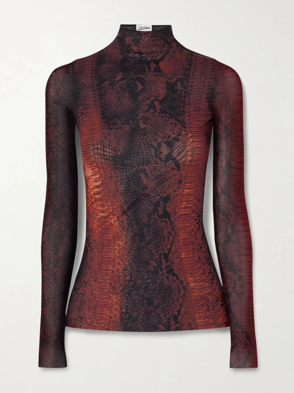 Jean Paul Gaultier Snake-print Mesh Top in brown