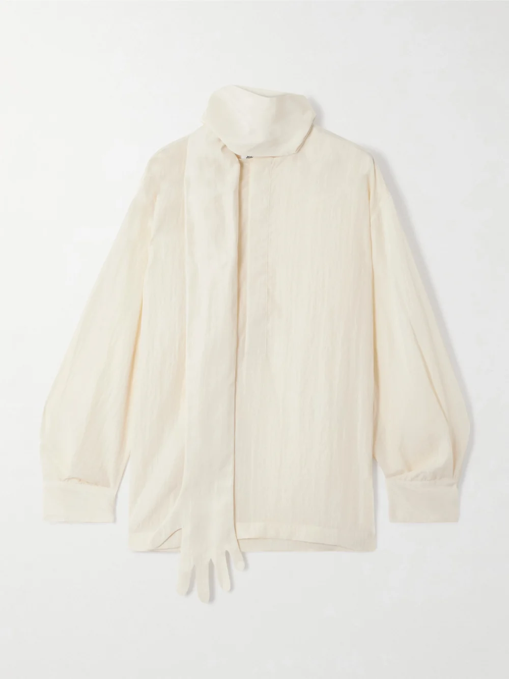 Jean Paul Gaultier The Glove Scarf-detailed Lyocell-blend Poplin Blouse in ecru