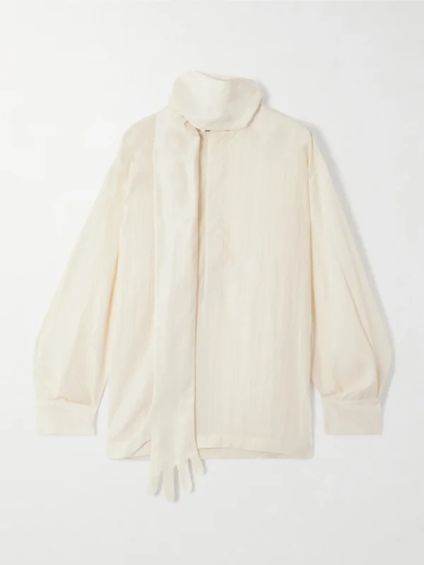 Jean Paul Gaultier The Glove Scarf-detailed Lyocell-blend Poplin Blouse