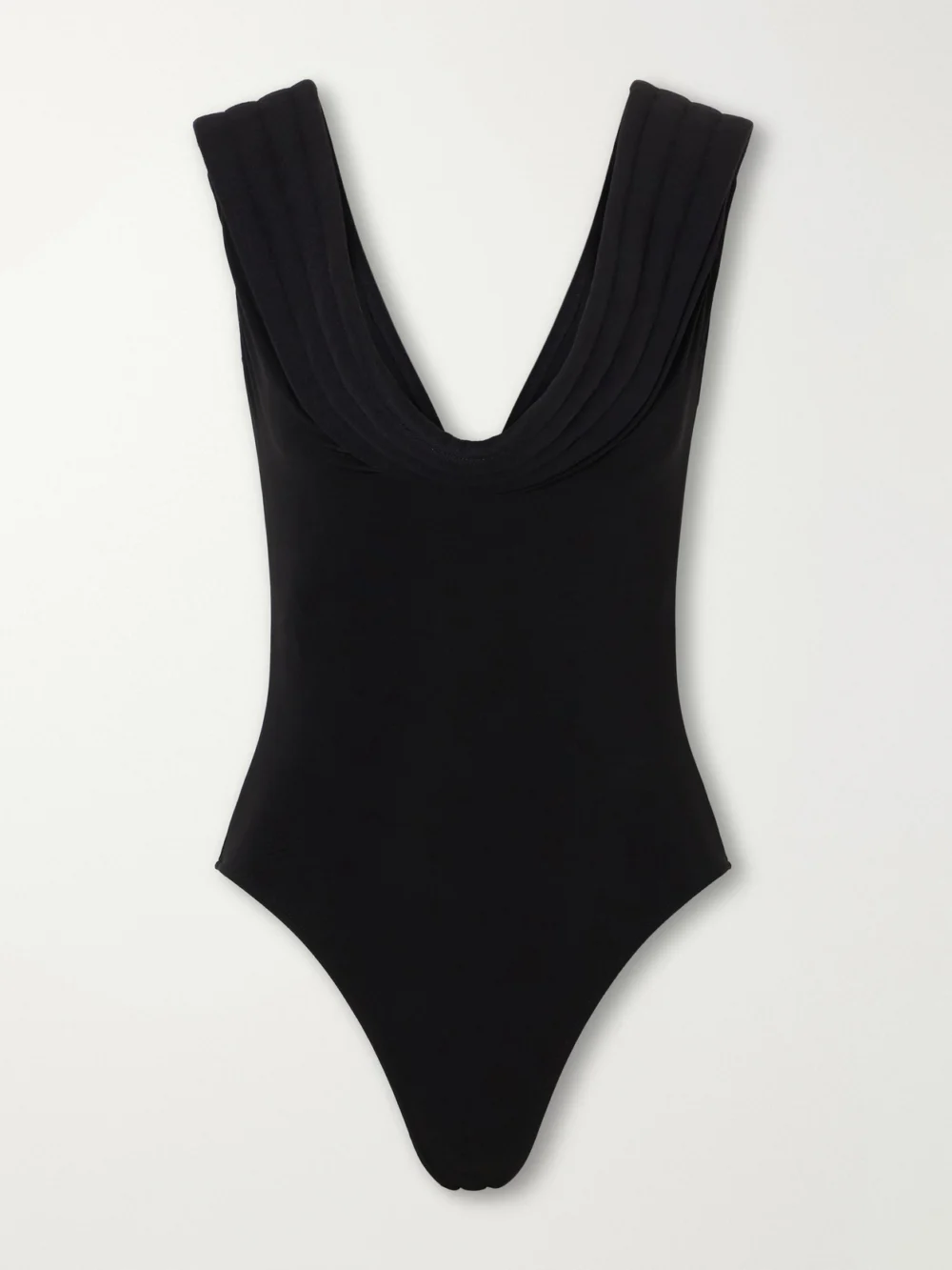 Jean Paul Gaultier Wool-trimmed Stretch-crepe Jersey Bodysuit in black