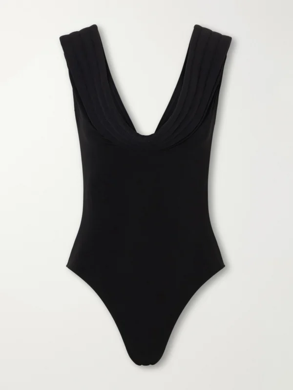 Jean Paul Gaultier Wool-trimmed Stretch-crepe Jersey Bodysuit