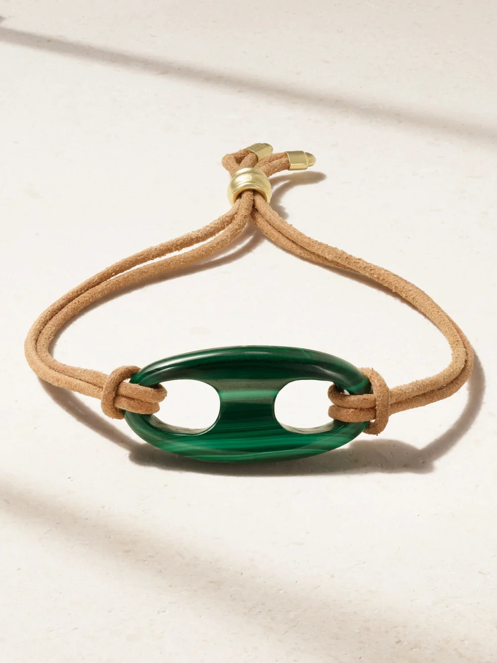 Jenna Blake 18-karat Gold Malachite and Suede Bracelet in green