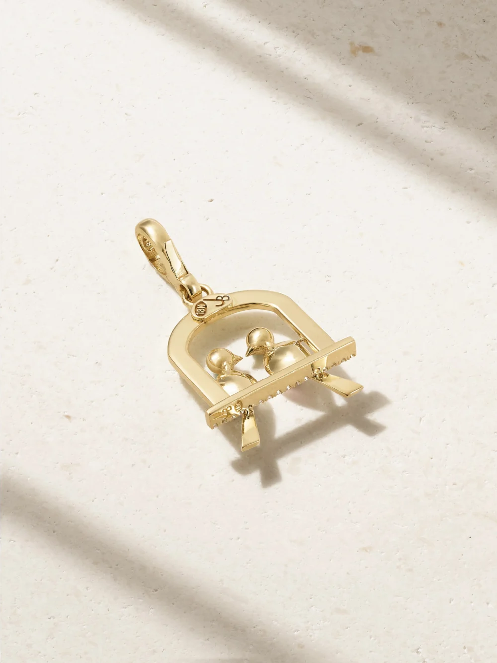 Back view of the Jenna Blake Rainbow Love Birds 18-karat Gold Multi-stone Pendant