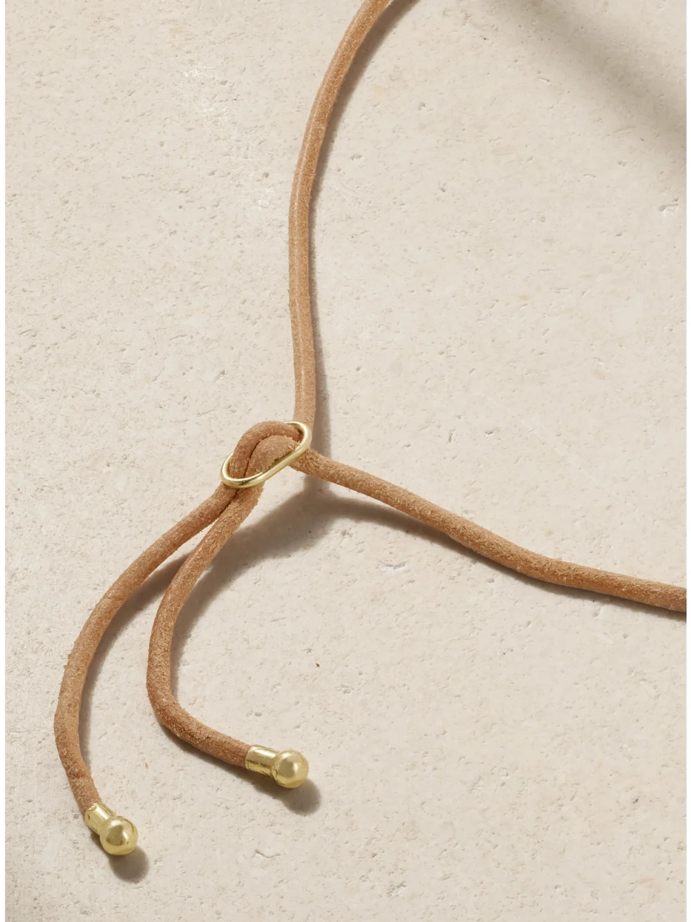 Back view of the Jenna Blake Shell 18-karat Gold Leather, Turquoise and Diamond Necklace