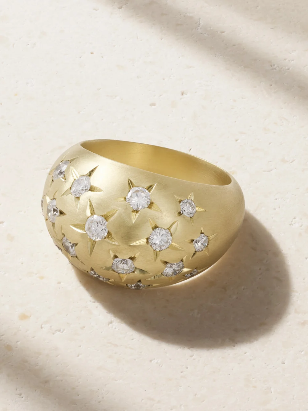 Jenna Blake Stardust Dome 18-karat Gold Diamond Ring in 7