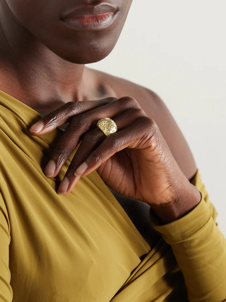 Jenna Blake Stardust Dome 18-karat Gold Diamond Ring