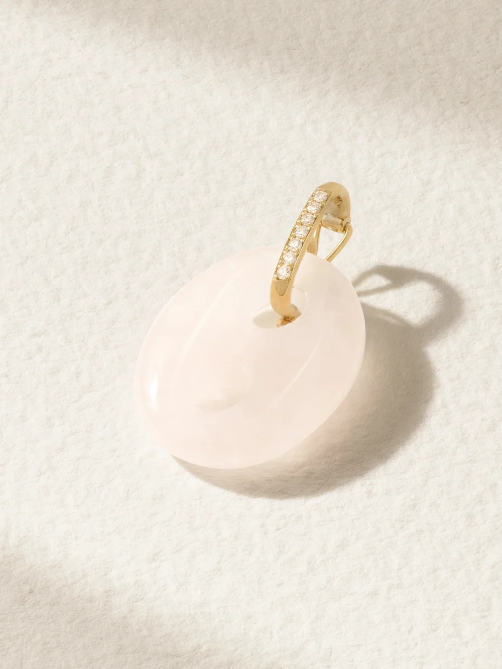 Jenna Blake Stone Mariner 18-karat Gold, Rose Quartz and Diamond Pendant in white