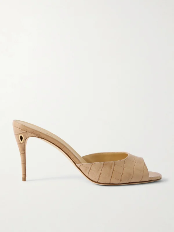 Jennifer Chamandi Guido 85 Croc-effect Leather Mules