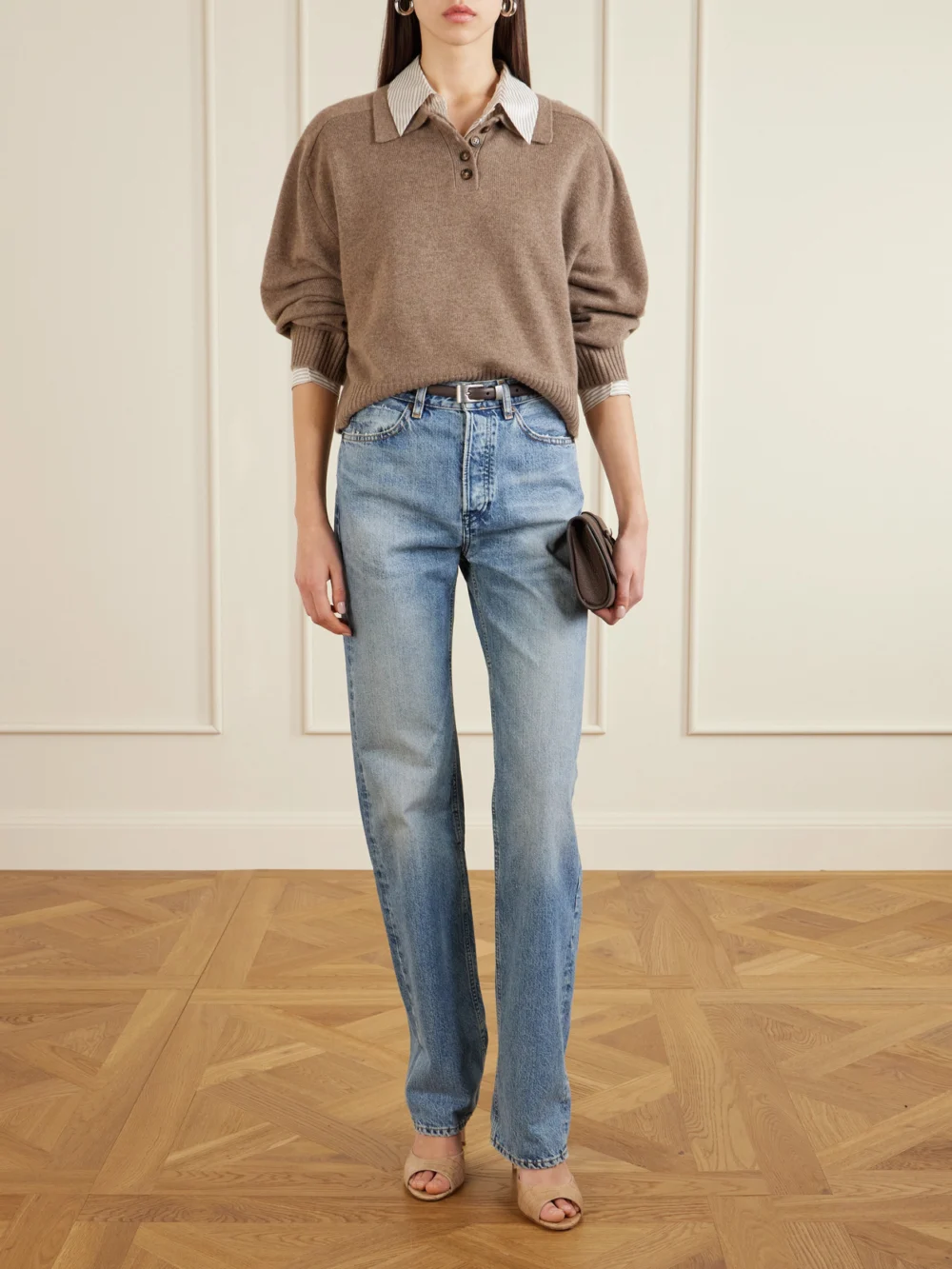 Jennifer Chamandi Guido 85 Croc-effect Leather Mules, styled view