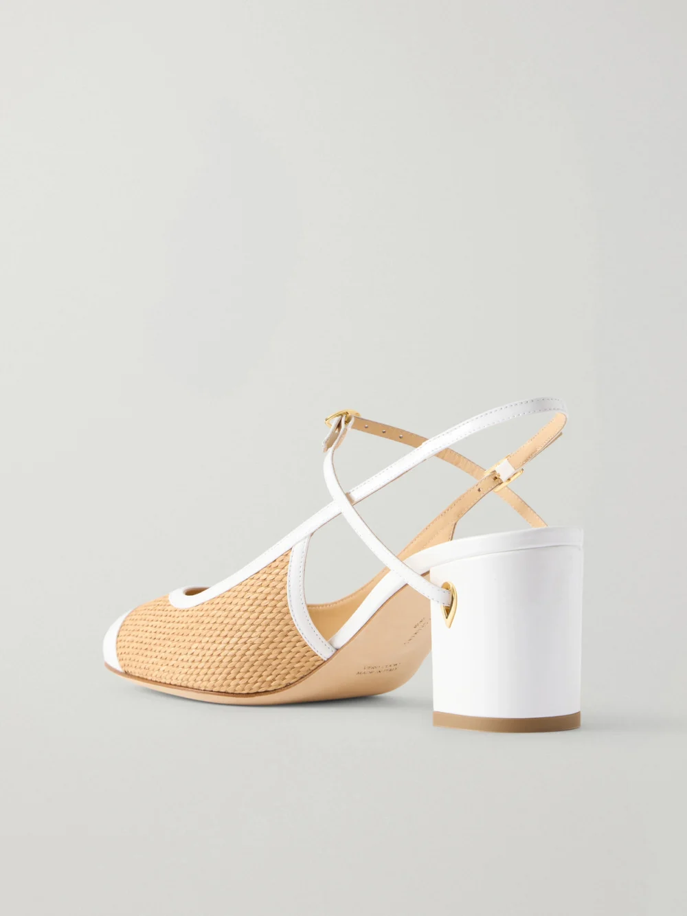 Back view of the Jennifer Chamandi Leather and Raffia Pumps