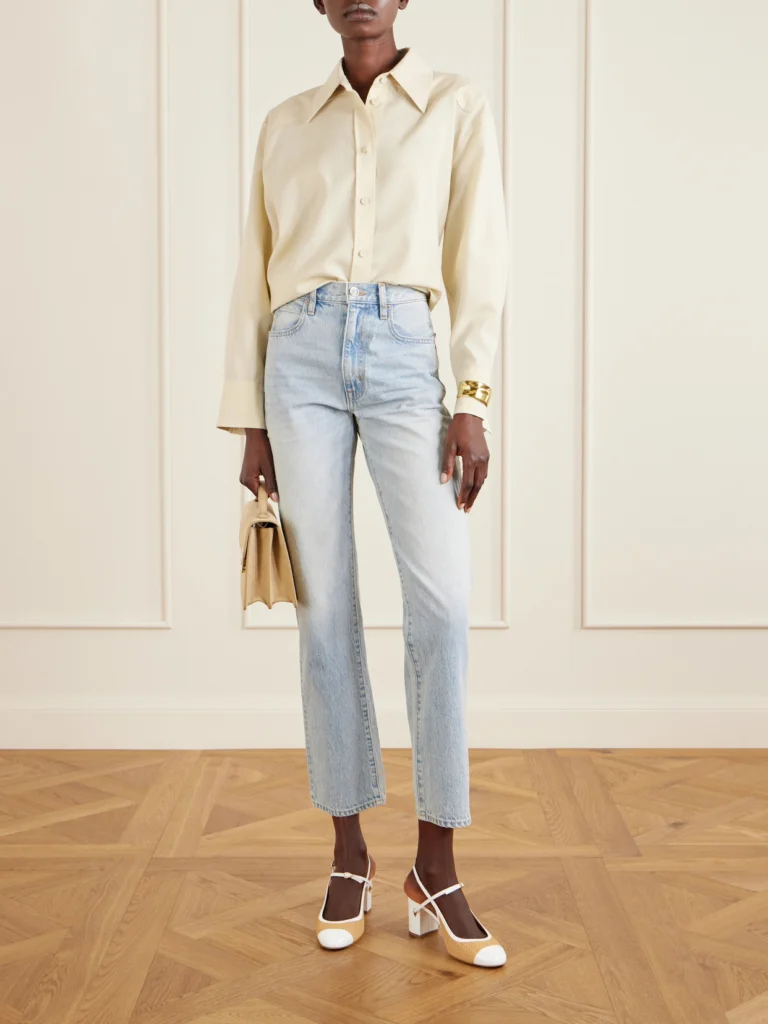 Jennifer Chamandi Leather and Raffia Pumps