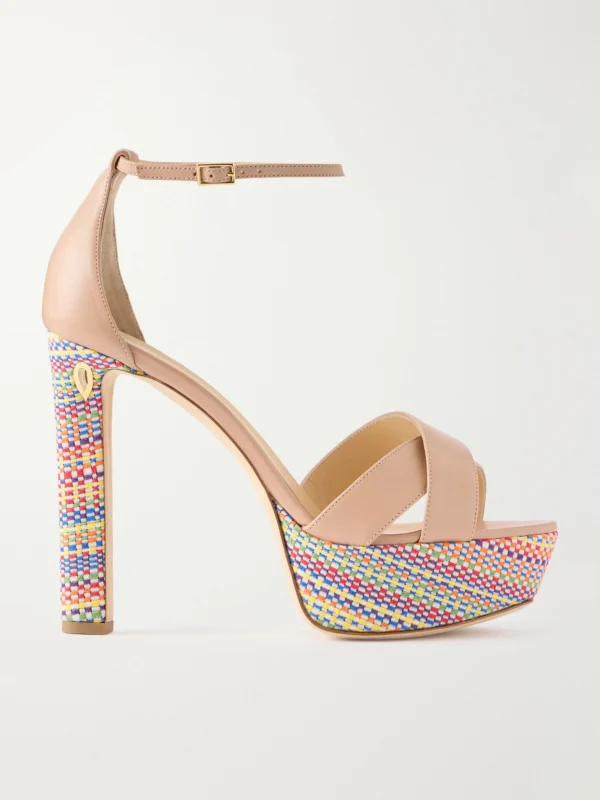 Jennifer Chamandi Leonardo 130 Leather Platform Slingback Sandals