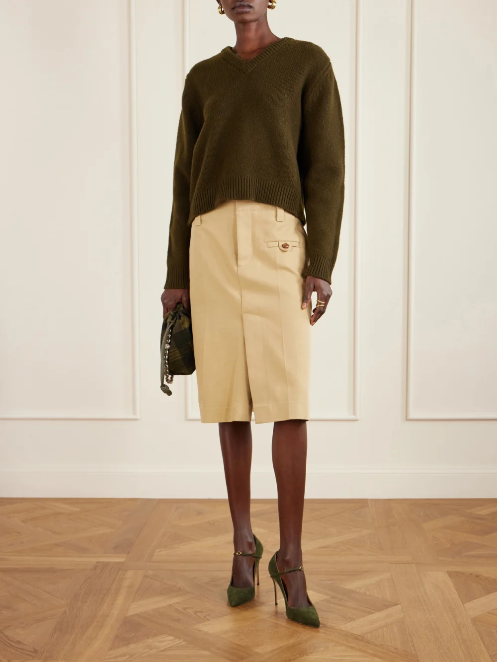 Jennifer Chamandi Lorenzo 105 Suede Pumps, styled view