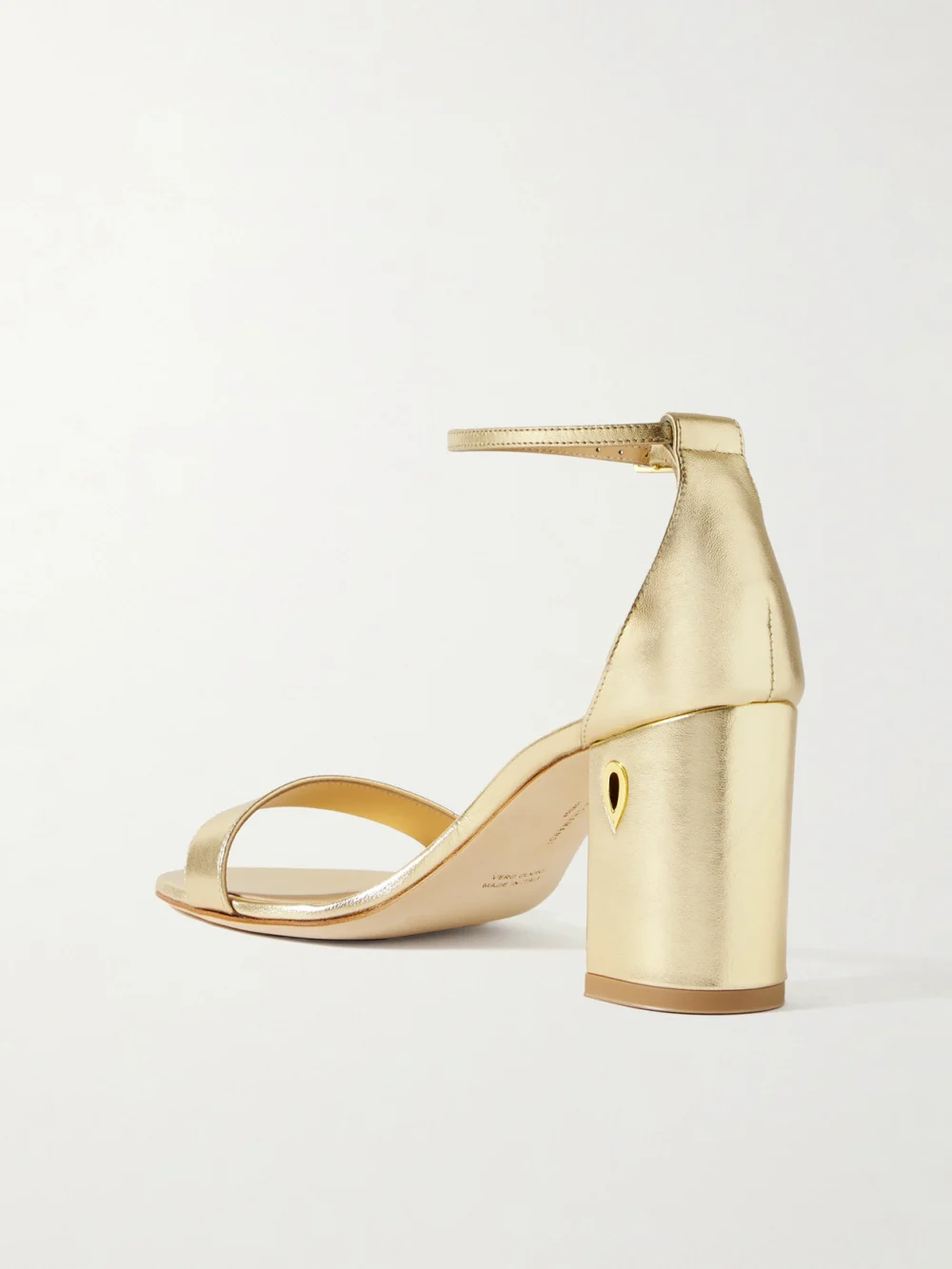 Back view of the Jennifer Chamandi Massimiliano 85 Metallic Leather Sandals