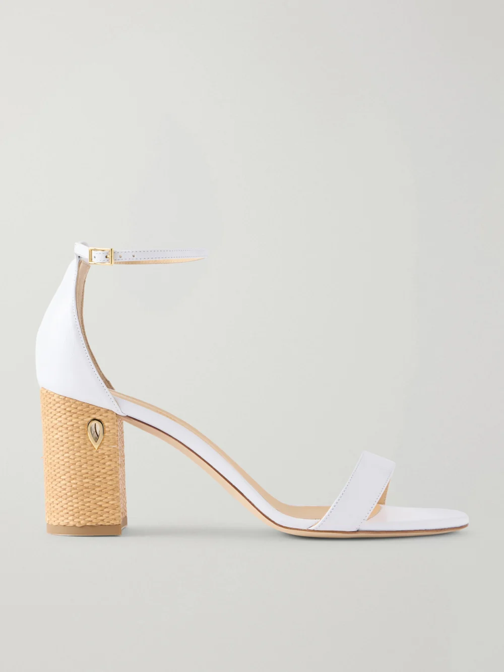Jennifer Chamandi Massimiliano Leather and Raffia Sandals in white