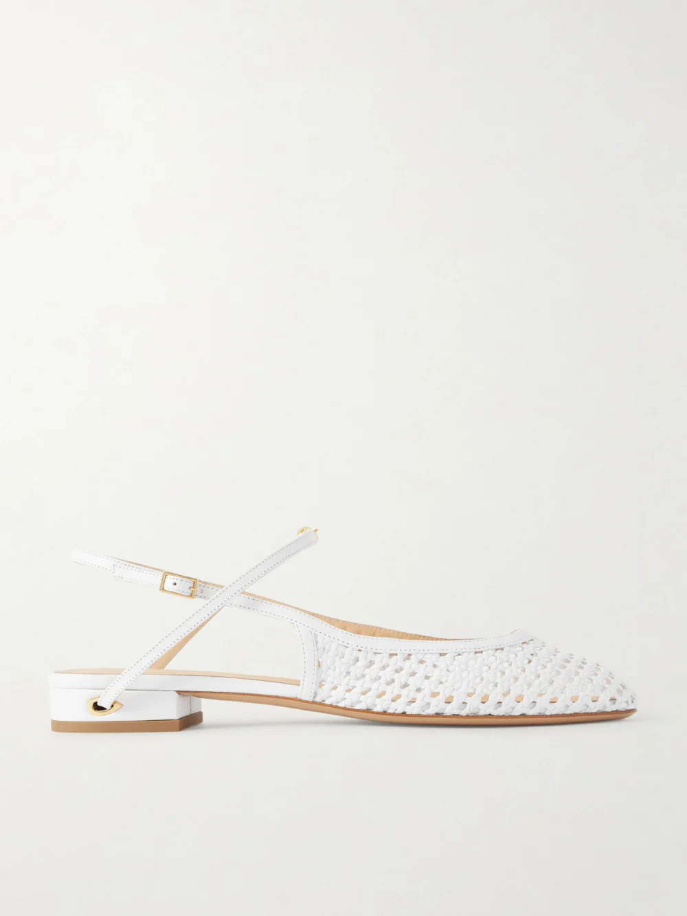 Jennifer Chamandi Mattia 20 Woven Leather Slingback Flats in white