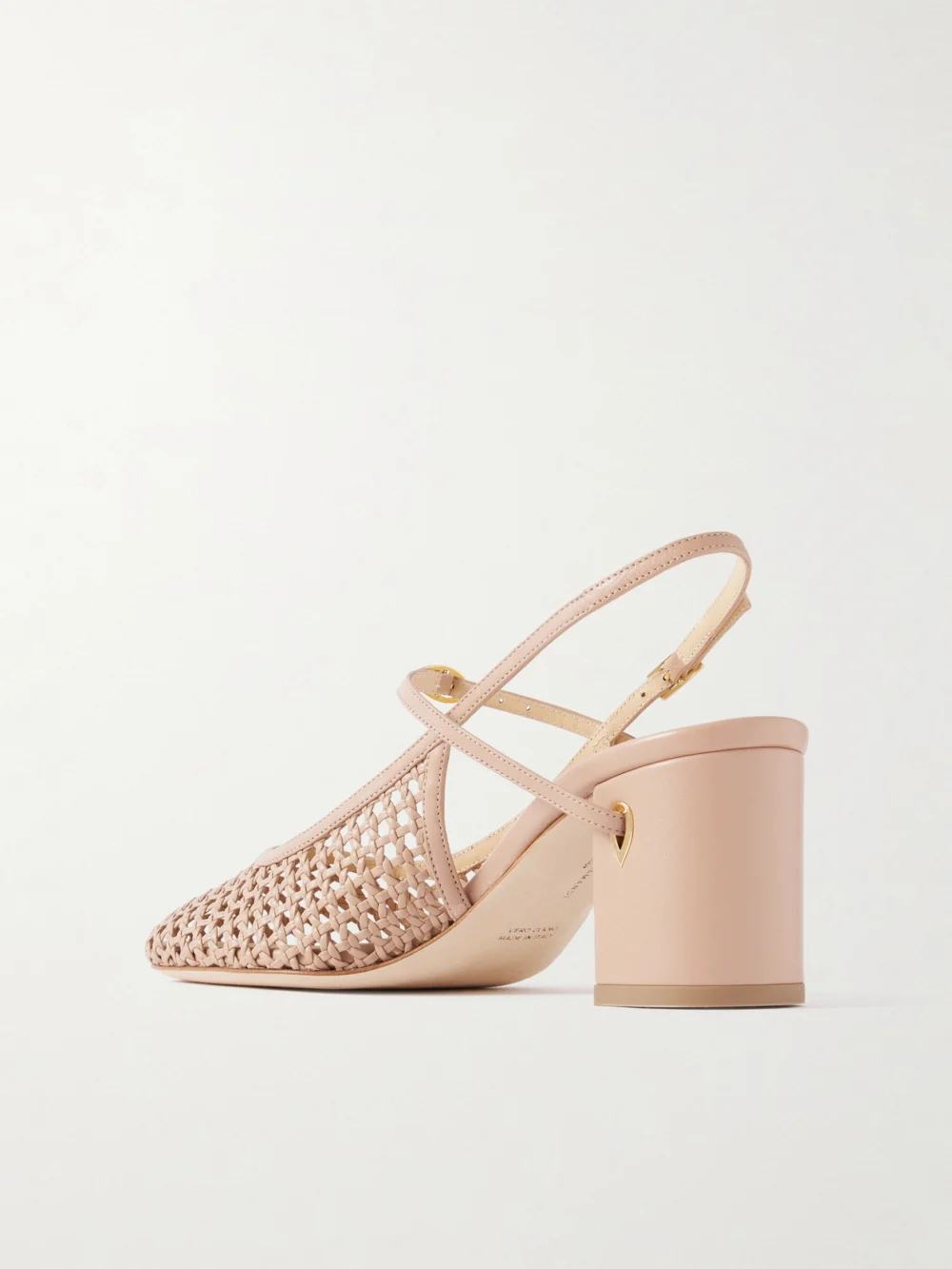 Back view of the Jennifer Chamandi Mattia 65 Woven Leather Slingback Pumps