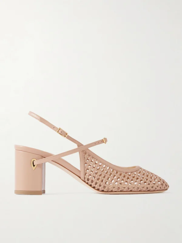 Jennifer Chamandi Mattia 65 Woven Leather Slingback Pumps