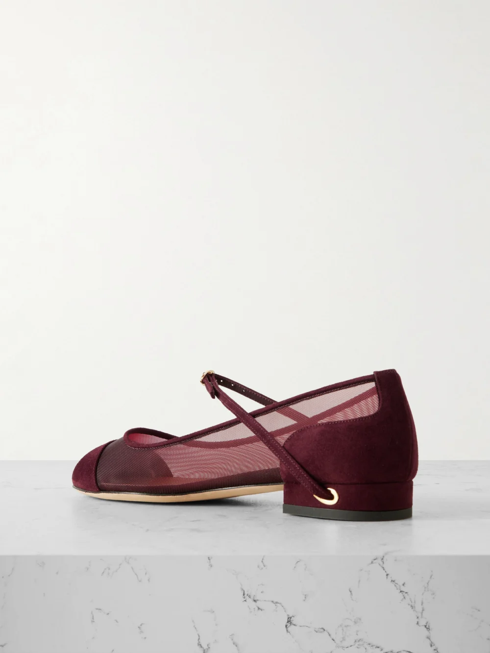 Back view of the Jennifer Chamandi Paolo 20 Suede and Mesh Ballet Flats