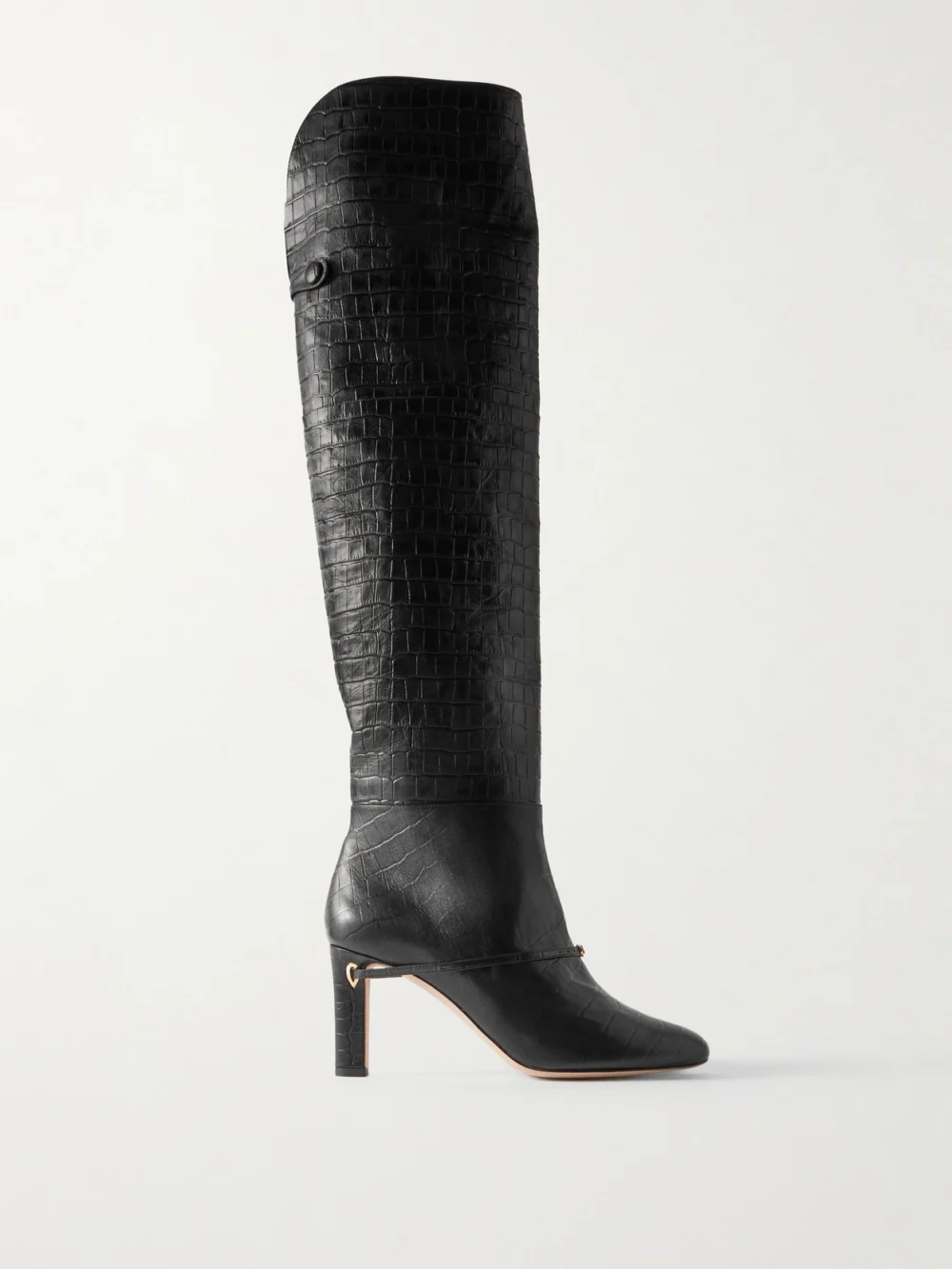 Jennifer Chamandi Samu Over-the-knee Croc-effect Leather Boots in black