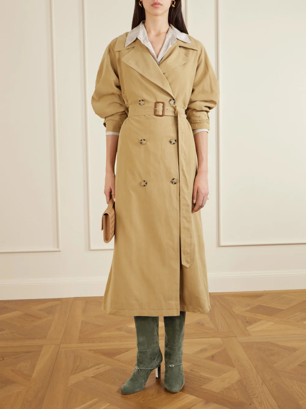 Jennifer Chamandi Samuele 85 Buckled Suede Knee Boots, styled view