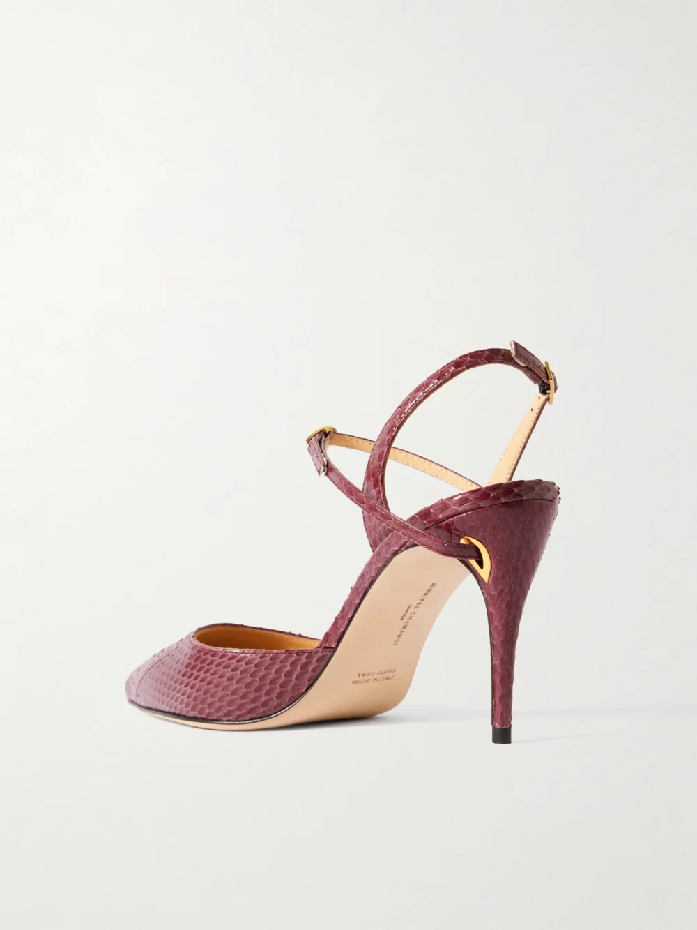 Back view of the Jennifer Chamandi Vittorio 85 Elaphe Point-toe Slingback Pumps
