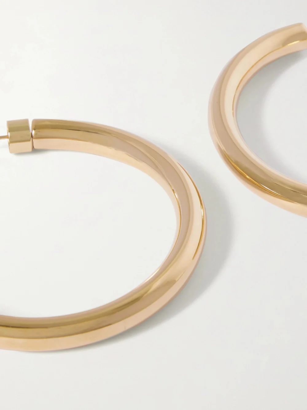 Close-up detail of the Jennifer Fisher 2" Samira Gold-plated Hoop Earrings