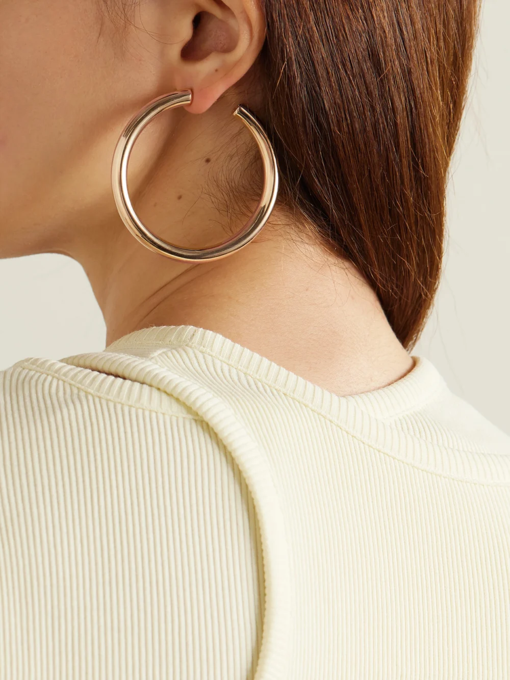 Jennifer Fisher 2" Samira Gold-plated Hoop Earrings, styled view