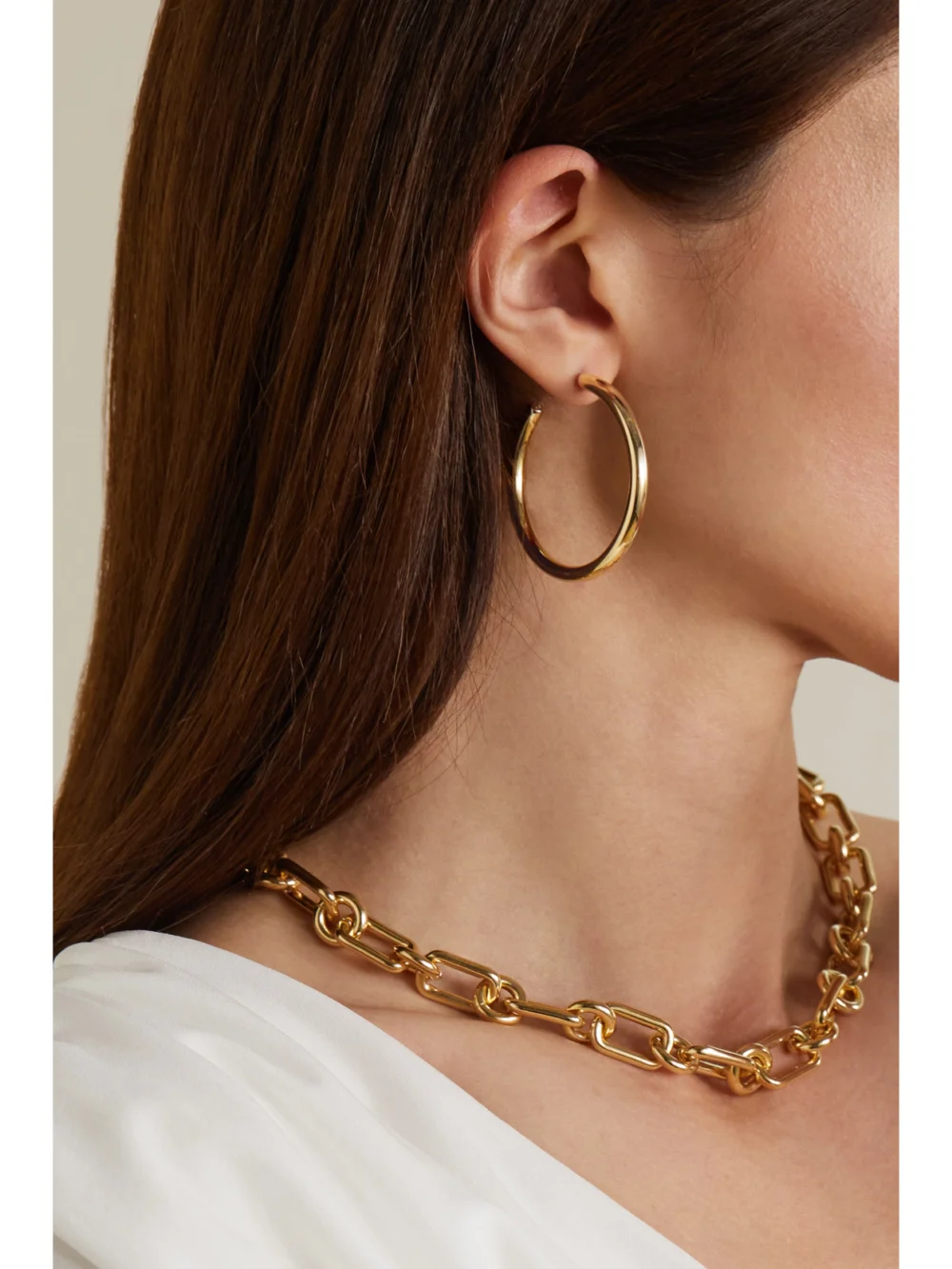 Jennifer Fisher Baby Lilly Gold-plated Hoop Earrings, styled view
