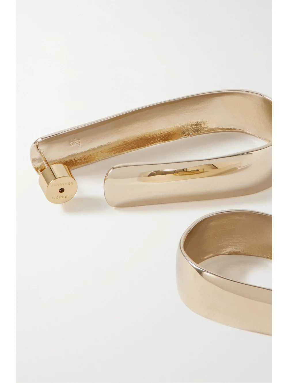 Close-up detail of the Jennifer Fisher Bolden Gold-plated Hoop Earrings