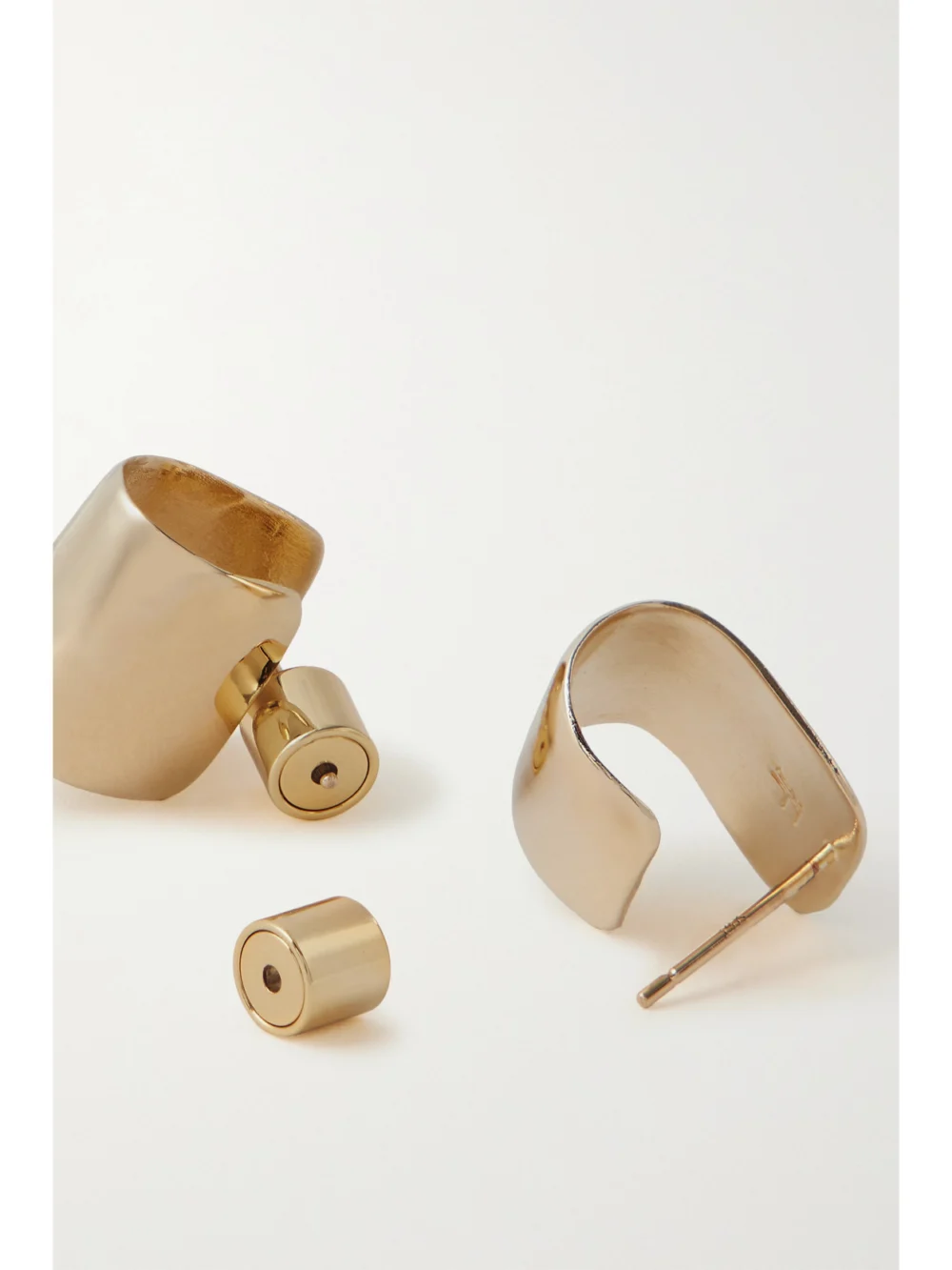 Back view of the Jennifer Fisher Bolden Huggies Gold-plated Hoop Earrings