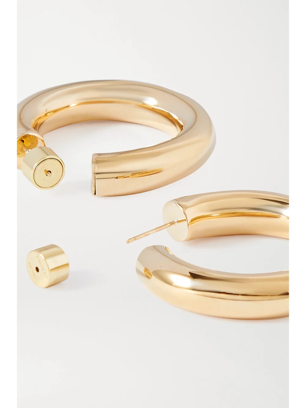 Back view of the Jennifer Fisher Mini Jamma Gold-plated Hoop Earrings