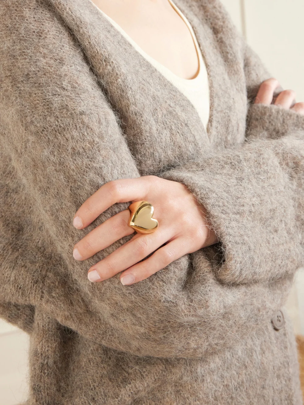 Jennifer Fisher Puffy Heart Gold-plated Ring, styled view