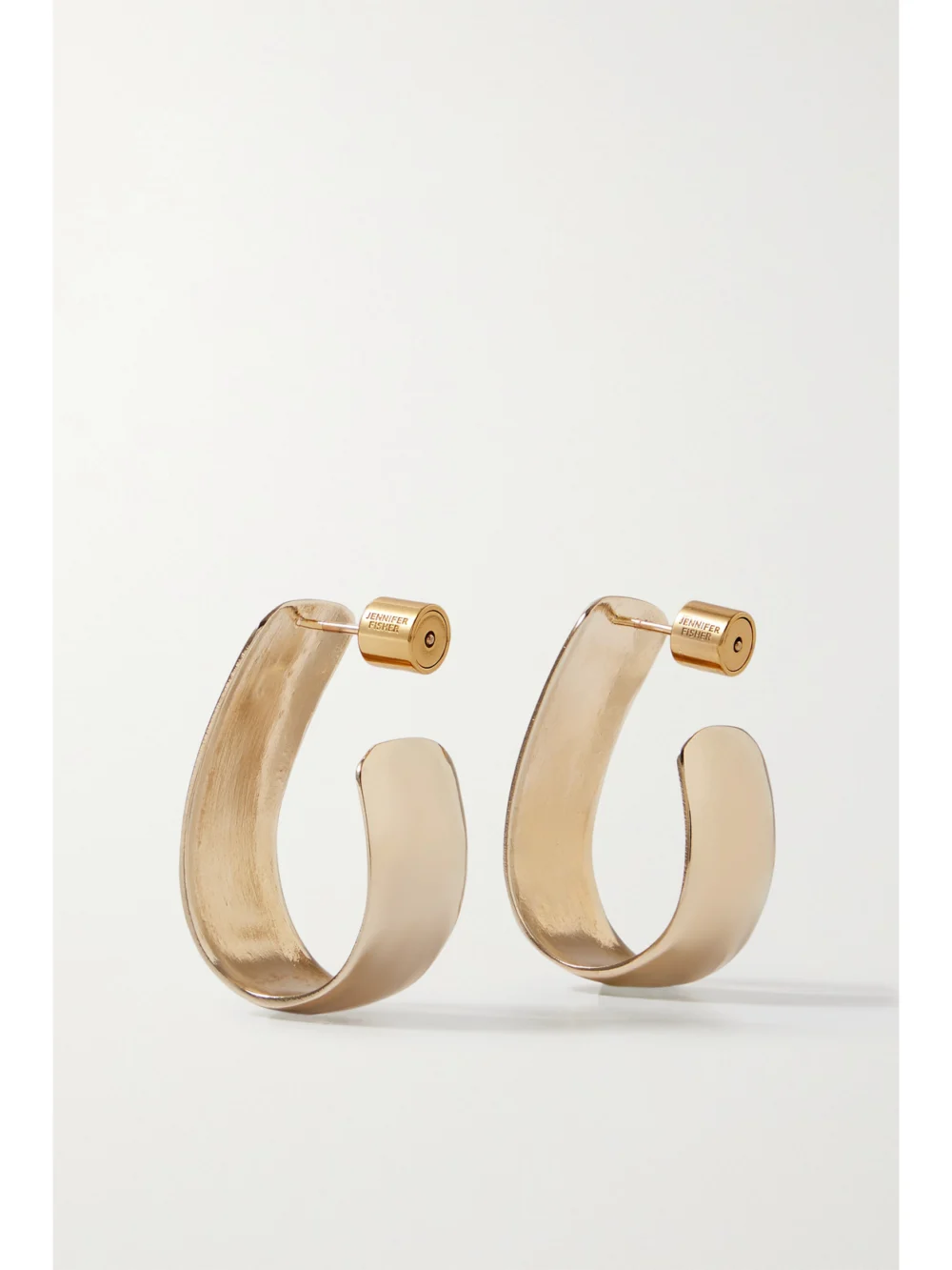 Back view of the Jennifer Fisher Small Bolden Gold-plated Hoop Earrings
