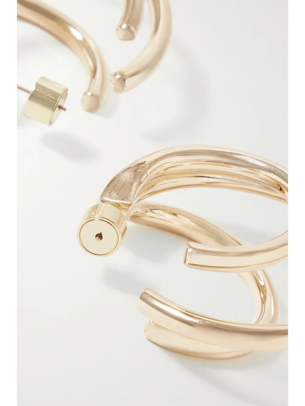 Back view of the Jennifer Fisher Triple Lilly Gold-plated Hoop Earrings