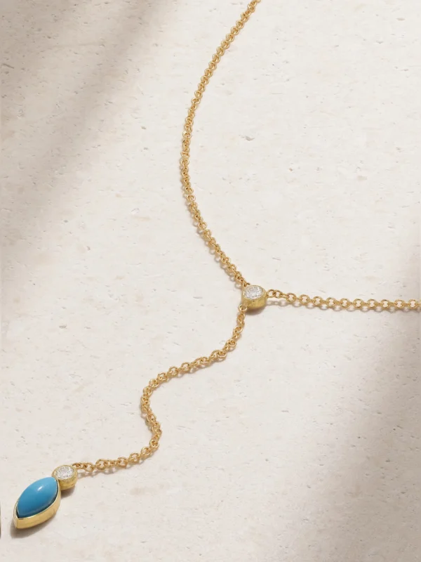 Jennifer Meyer 18-karat Gold, Turquoise and Diamond Necklace