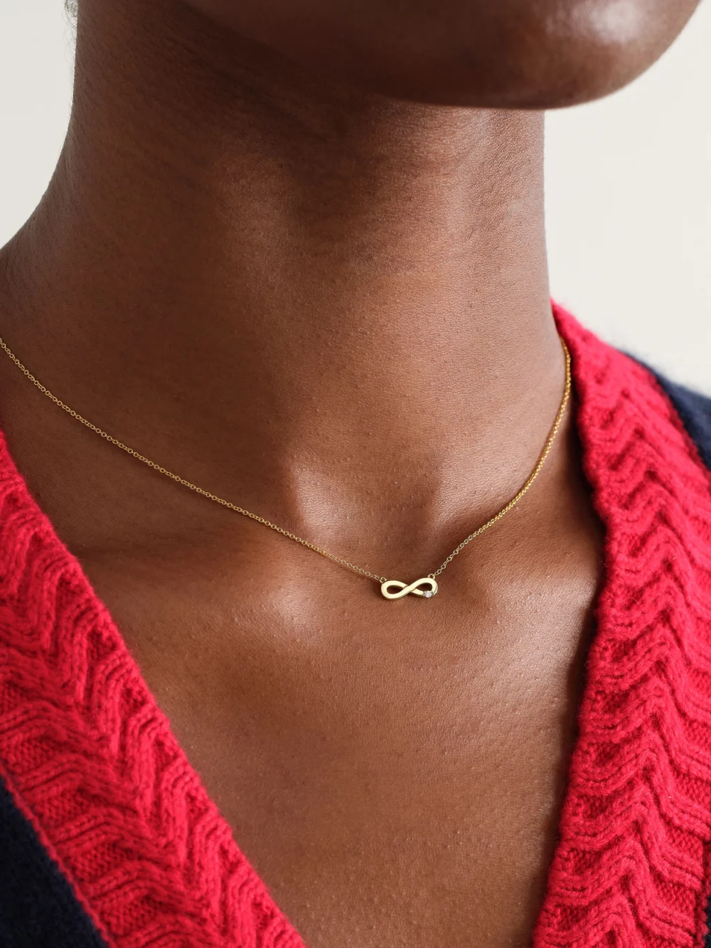 Jennifer Meyer Infinity 18-karat Gold Diamond Necklace, styled view