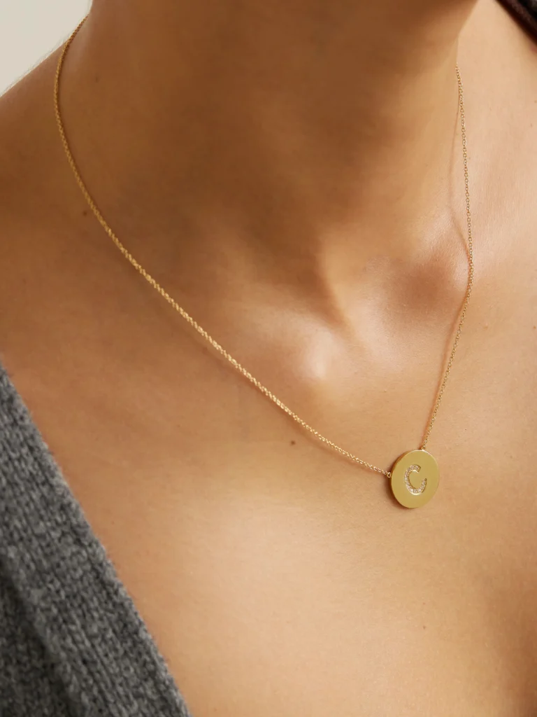 Jennifer Meyer Initial 18-karat Gold Diamond Necklace