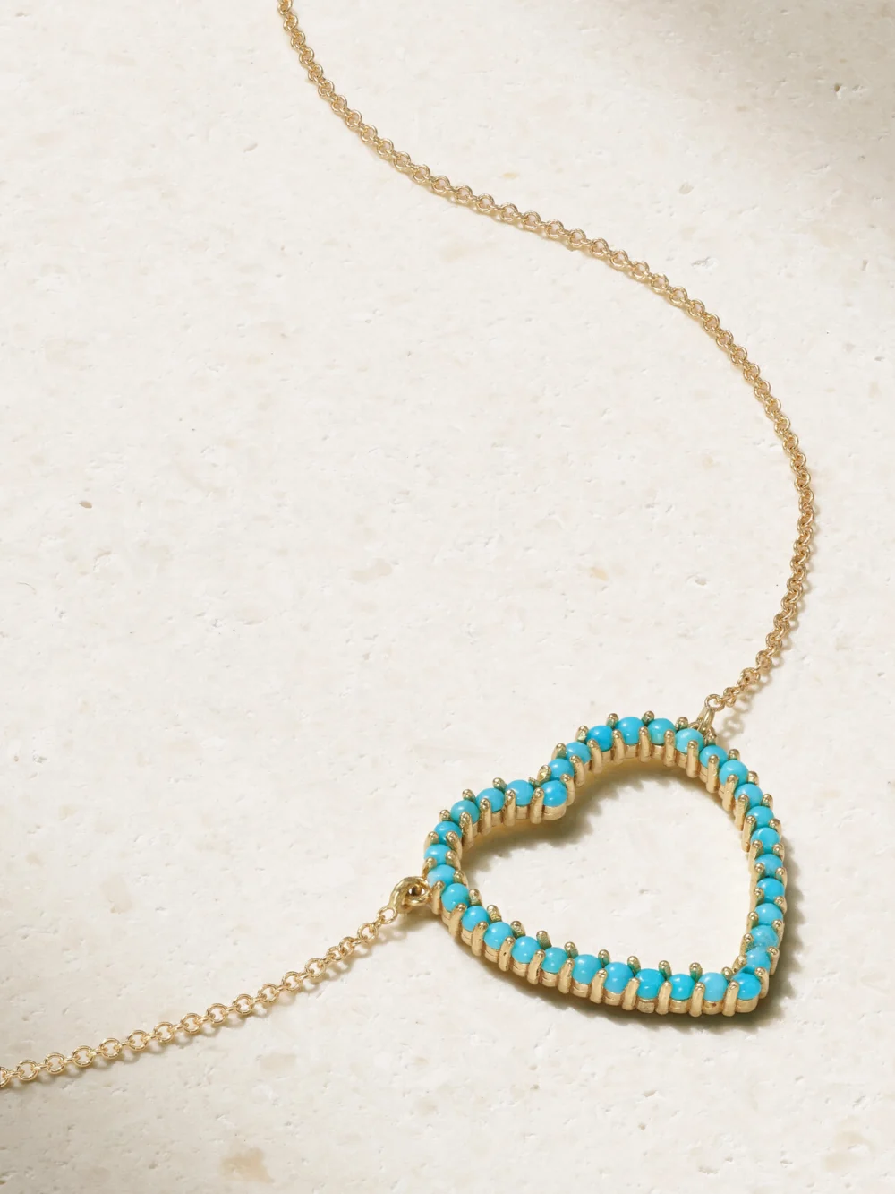 Jennifer Meyer Large Open Heart 18-karat Gold Turquoise Necklace
