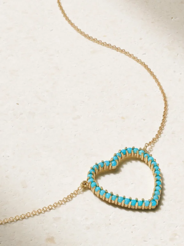 Jennifer Meyer Large Open Heart 18-karat Gold Turquoise Necklace