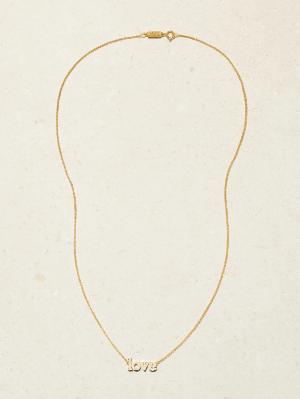 Close-up detail of the Jennifer Meyer Love 18-karat Gold Diamond Necklace