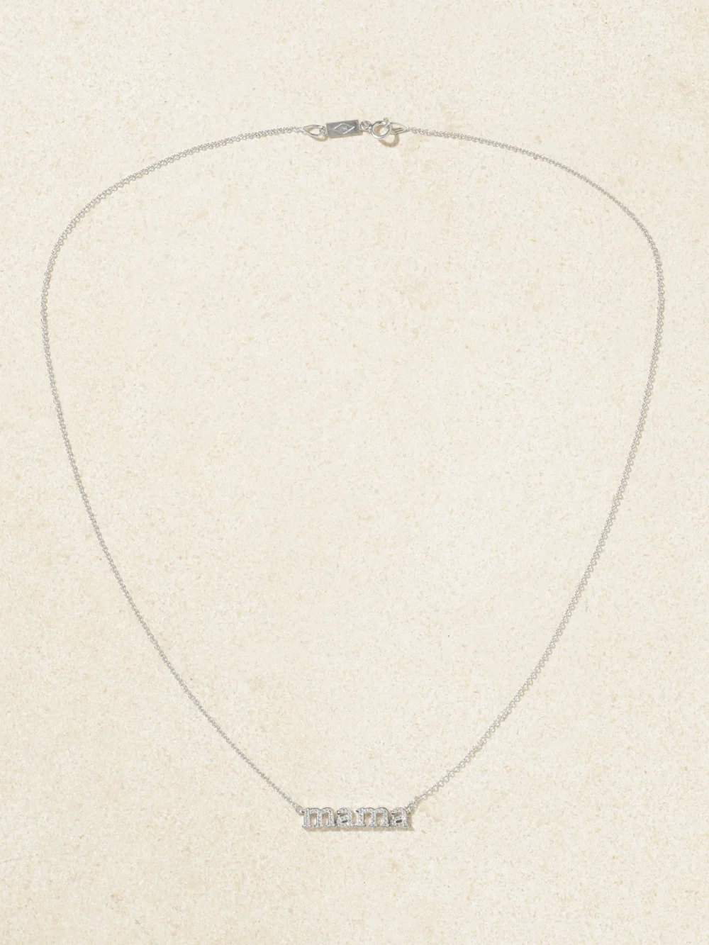 Close-up detail of the Jennifer Meyer Mama 18-karat White Gold Necklace