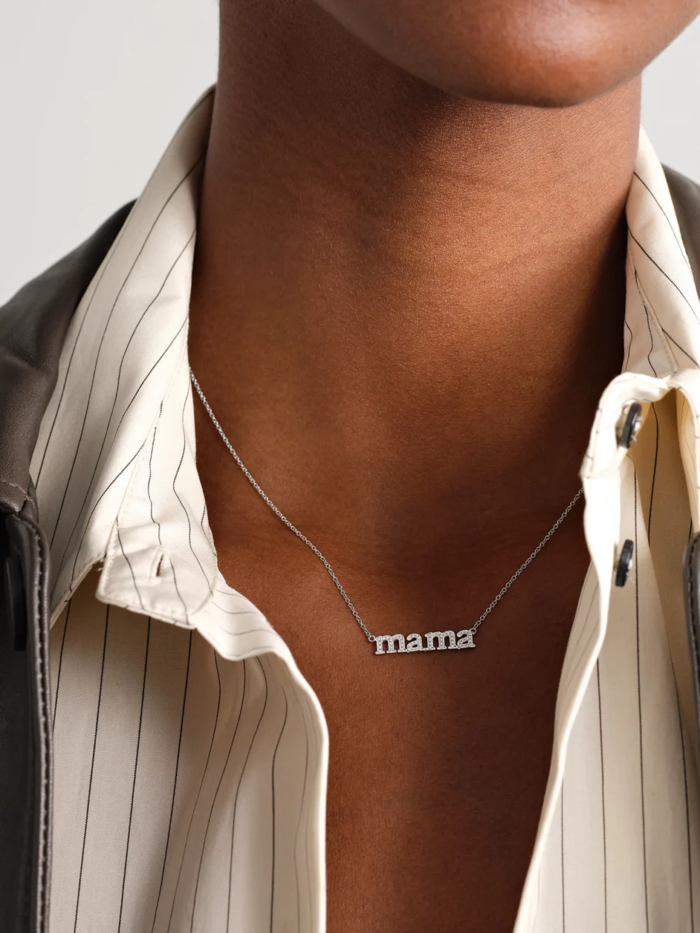Jennifer Meyer Mama 18-karat White Gold Necklace, styled view