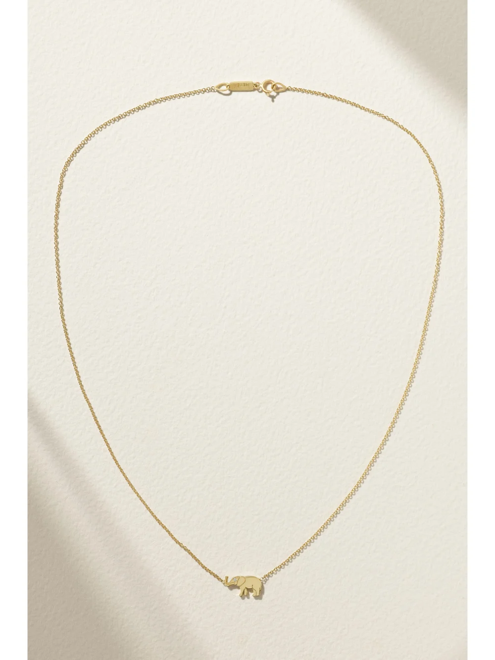Close-up detail of the Jennifer Meyer Mini Elephant 18-karat Gold Diamond Necklace