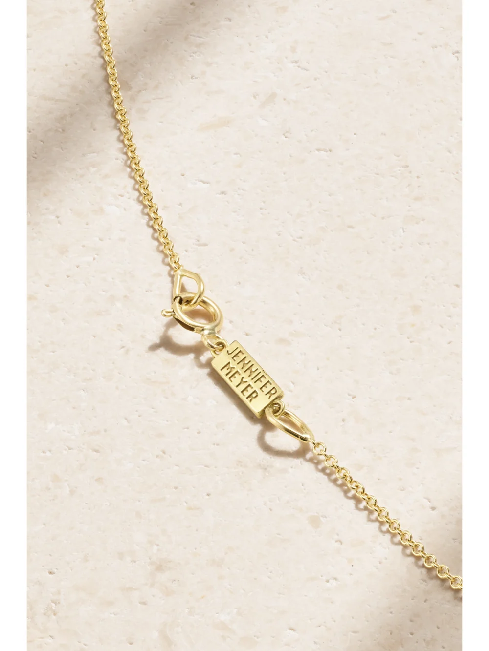 Back view of the Jennifer Meyer Mini Hamsa 18-karat Gold Emerald Necklace