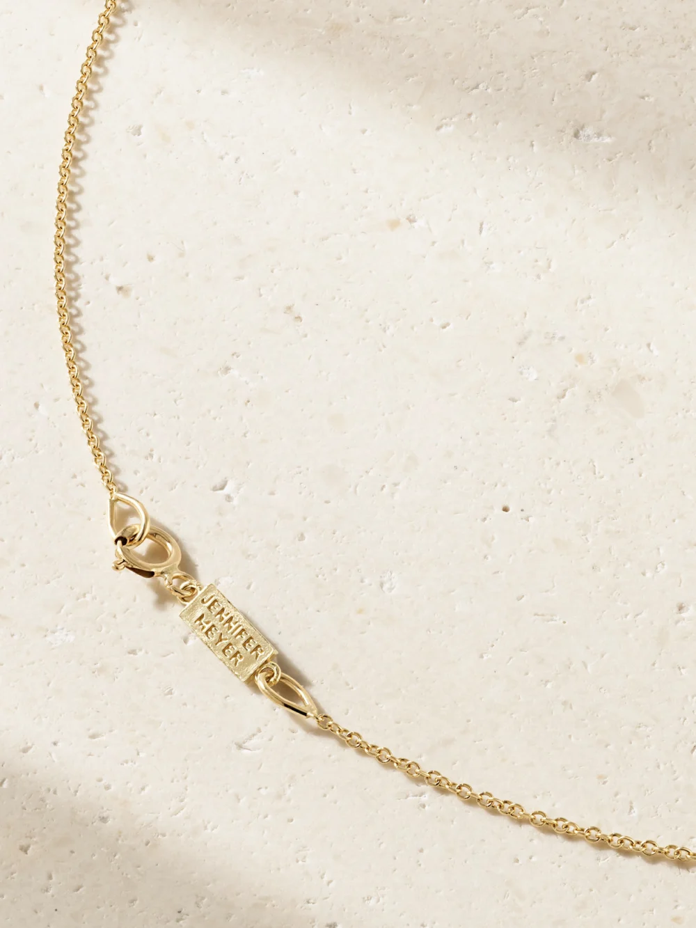 Back view of the Jennifer Meyer Mini Heart 18-karat Gold Lapis Lazuli Necklace